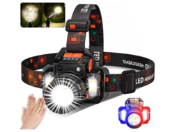 Farol Lanterna Farol Farol Led Farol Recarregável 4800Mah 6 Modos de Iluminação Sensor de Detecção Humana Display Elétrico Preto TURMIN