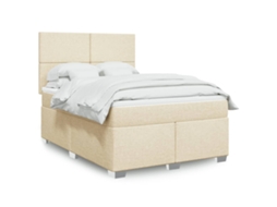 Vidaxl Cama com Molas/colchão 140x200 Cm Tecido Cor Creme