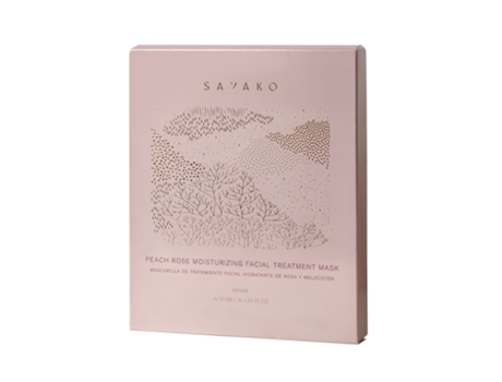 Máscara de Rosto SAYAKO Pêssego e Rosa Vegan (4 Unidades)