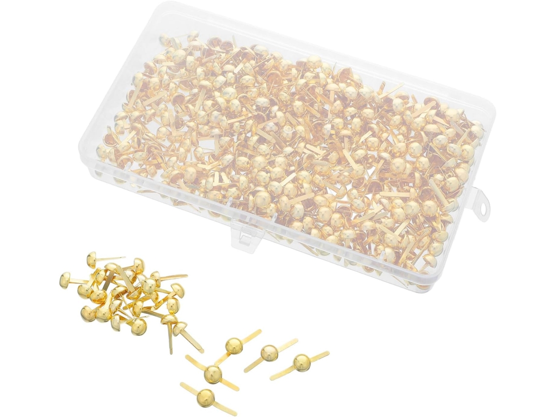 Conjunto Homoyoyo com 500 pinos de metal dourado de 8 mm com cabeça de cogumelo e duas hastes, incluindo caixa de armazenamento.