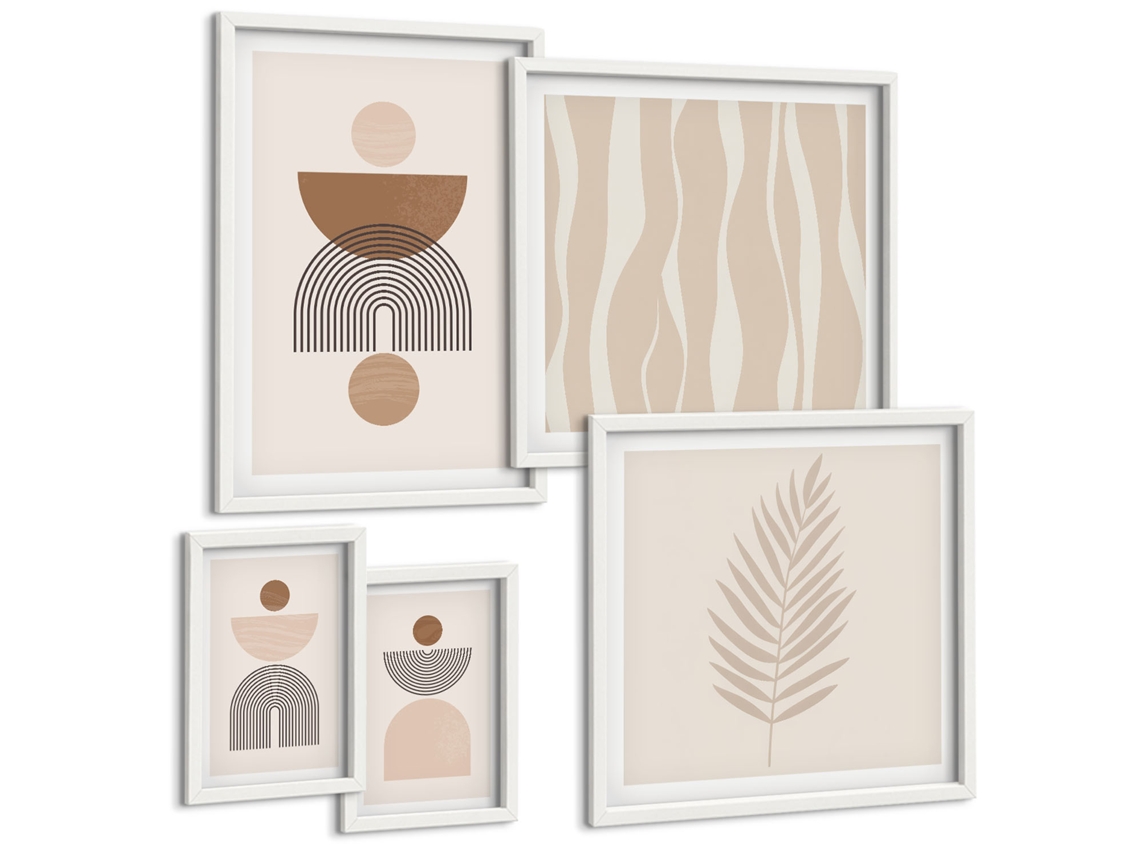 Conjunto De Pinturas Formas Abstratas Da Natureza Espelharte (5 Peças)