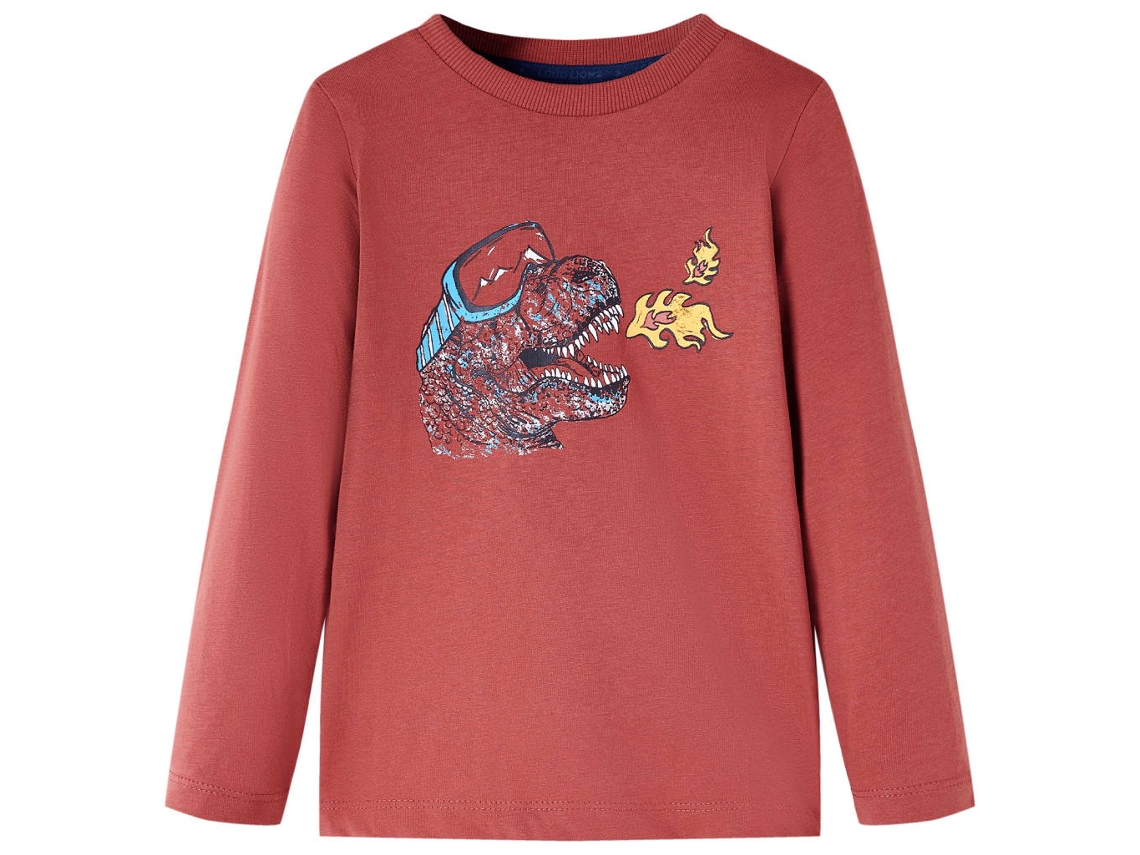 T-shirt De Manga Comprida Para Criança Vermelho Queimado 104