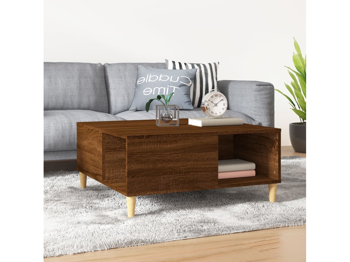Vidaxl Mesa De Centro 80x80x36,5cm Derivados Madeira Carvalho Castanho