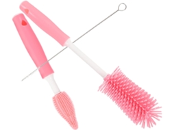 Escova De Limpeza Para Mamadeiras Com Cabo Longo E Escova De Silicone Giratória.