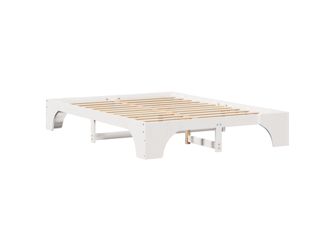 Conjunto 1 Estrutura Da Cama Vidaxl Branco Madeira De Pinho Maciça (160 X 200 Cm)