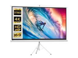 Tela de Projeção de 100 Polegadas com Suporte Tripé Ajustável em Altura. Tela 4k Hd 16:9 Ge