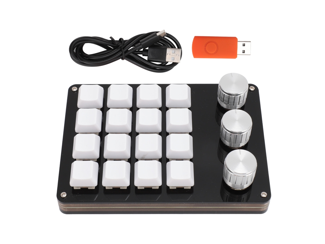 Omni-2026teclado Mecânico Para Jogos Unimanual Com 16 Teclas Programáveis E 3 Botões Rotativos Intercambiáveis Switch Azul Usb Mini