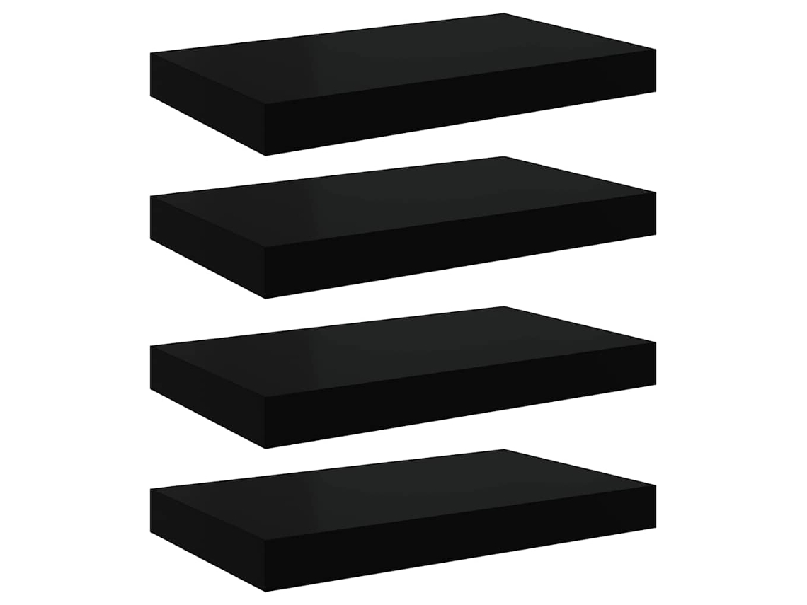 Prateleiras Suspensas 4 Pcs 40x23x3,8cm Mdf Preto MAISON EXCLUSIVE