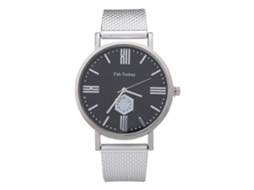Relógio de Pulso Masculino Casual de Quartzo com Pulseira de Malha e Mostrador Redondo Prata