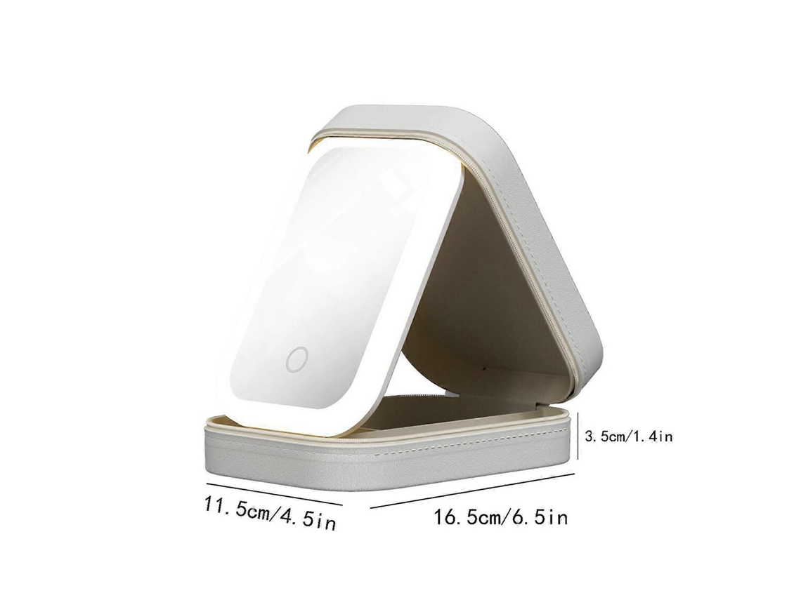 Espelho De Maquiagem Multifuncional De Led Com Luz, Ajustável Em Três Cores, Dobrável, Com Caixa Para Armazenamento De Cosméticos. Olysi Shop
