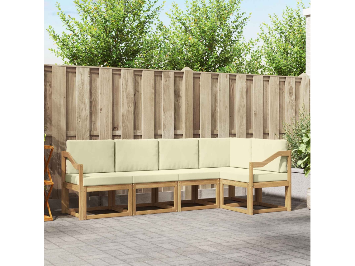 Vidaxl Conjunto De Sofás Para Exterior 5 Unid. Branco E Creme