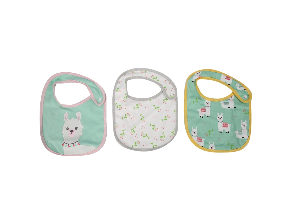 3pcs Babadores De Algodão Alpaca Bebê Com Estampa De Desenhos Animados Para Alimentação