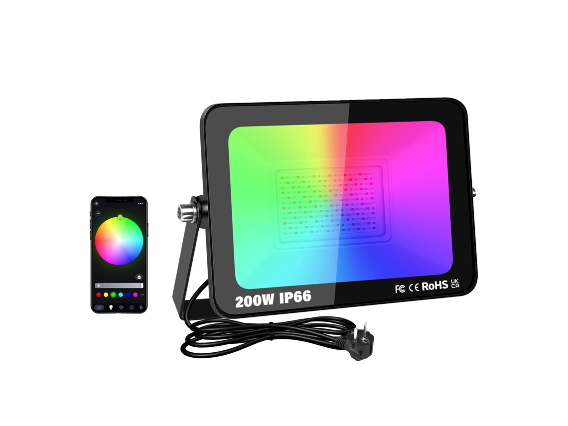 Luz De Inundaã§ã£o Inteligente, 16 Milhãµes De Cores, Temperatura De Cor Ajustã¡vel, 1x200w, Plugue Da Ue Oem