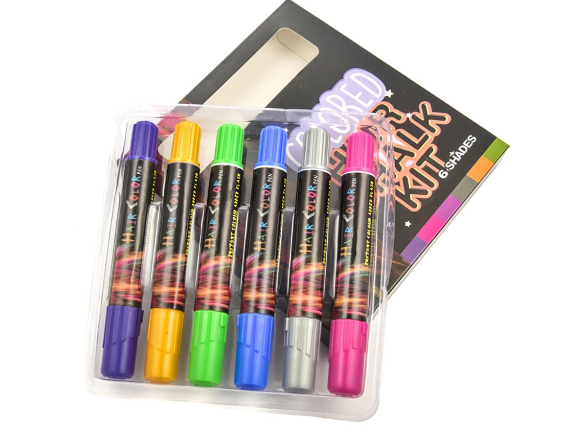 2026 set de 6 Cretones de Color para Cabelo com Brilho Temporal Lavável Color Cretones para Cabelo