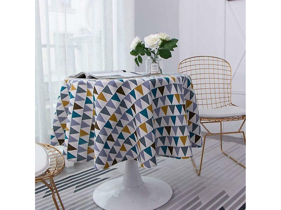Toalha De Mesa Redonda De 150 Cm, Tecido De Algodão E Linho, Toalha De Mesa De Sarja Simples, Estilo Nórdico, Resistente A Manchas E Sem Rugas, Decora