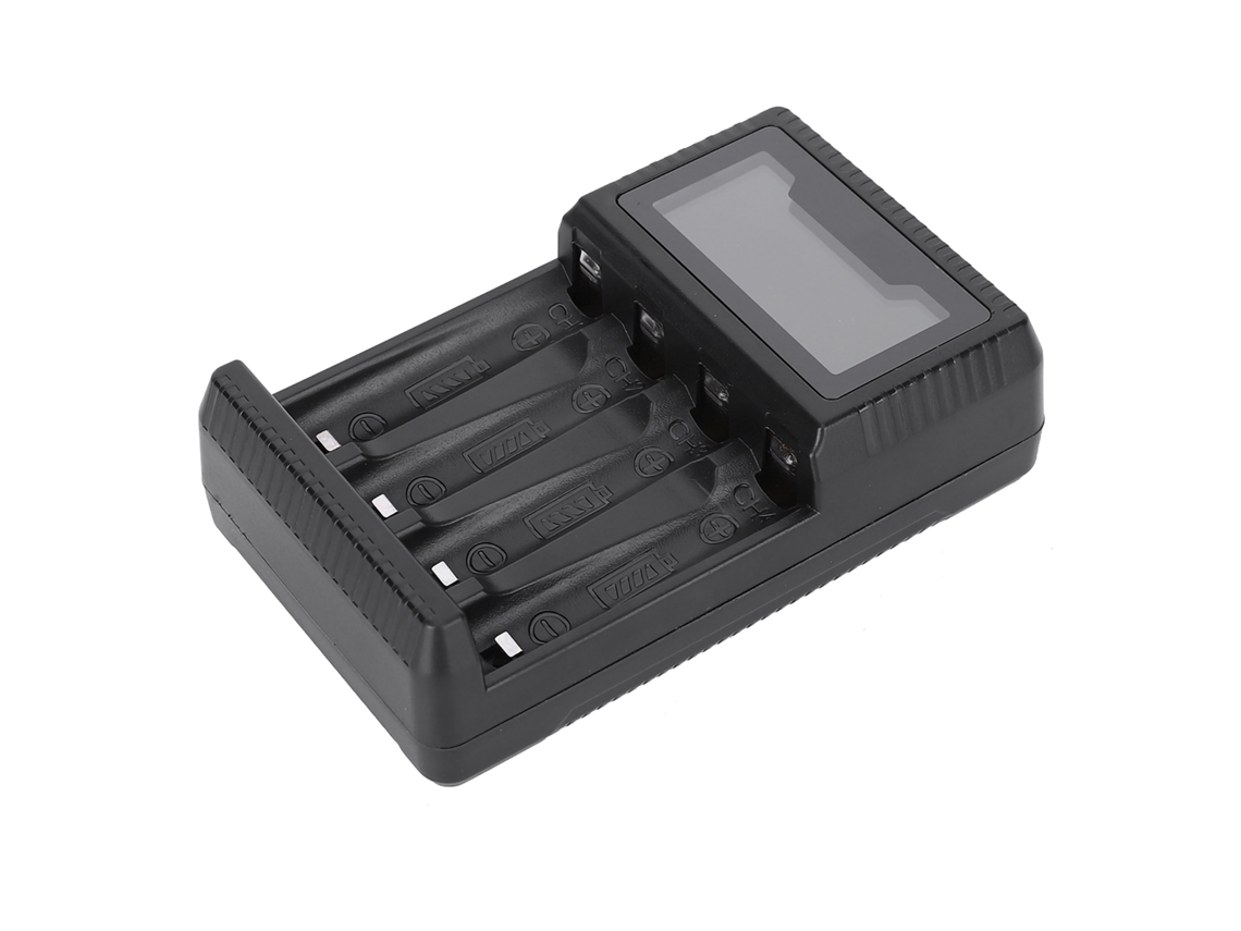 Cargador De Baterías Inteligente Seivi Pc Negro Con Pantalla Lcd Usb, 4 Ranuras Para Aa Aaa Ni-mh Portátil