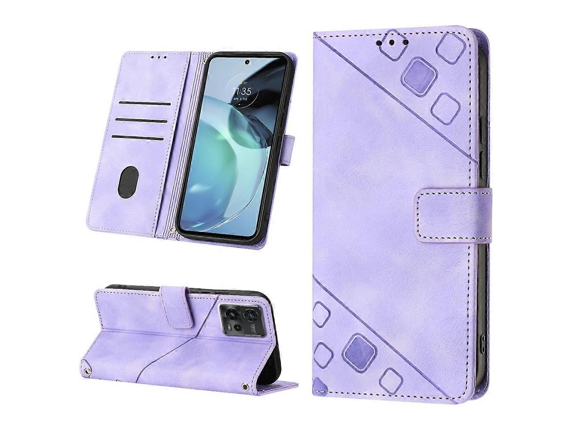 Capa De Celular Em Couro Texturizado Com Toque Aveludado Para Motorola Moto G72