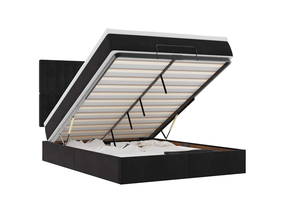 Ottoman Bed, Ottoman Beds Vidaxl Preto Veludo (140 X 200 Cm)