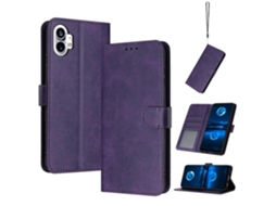 Capa Flip Em Couro De Bezerro Sólido Com Textura Para Celular Nothing Phone 1