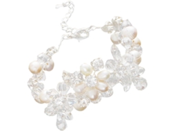 Pulseira Feminina De Cristal E Tecido Macio, Com Padrão Floral Feito À Mão, Joia Elegante Para Casamento.