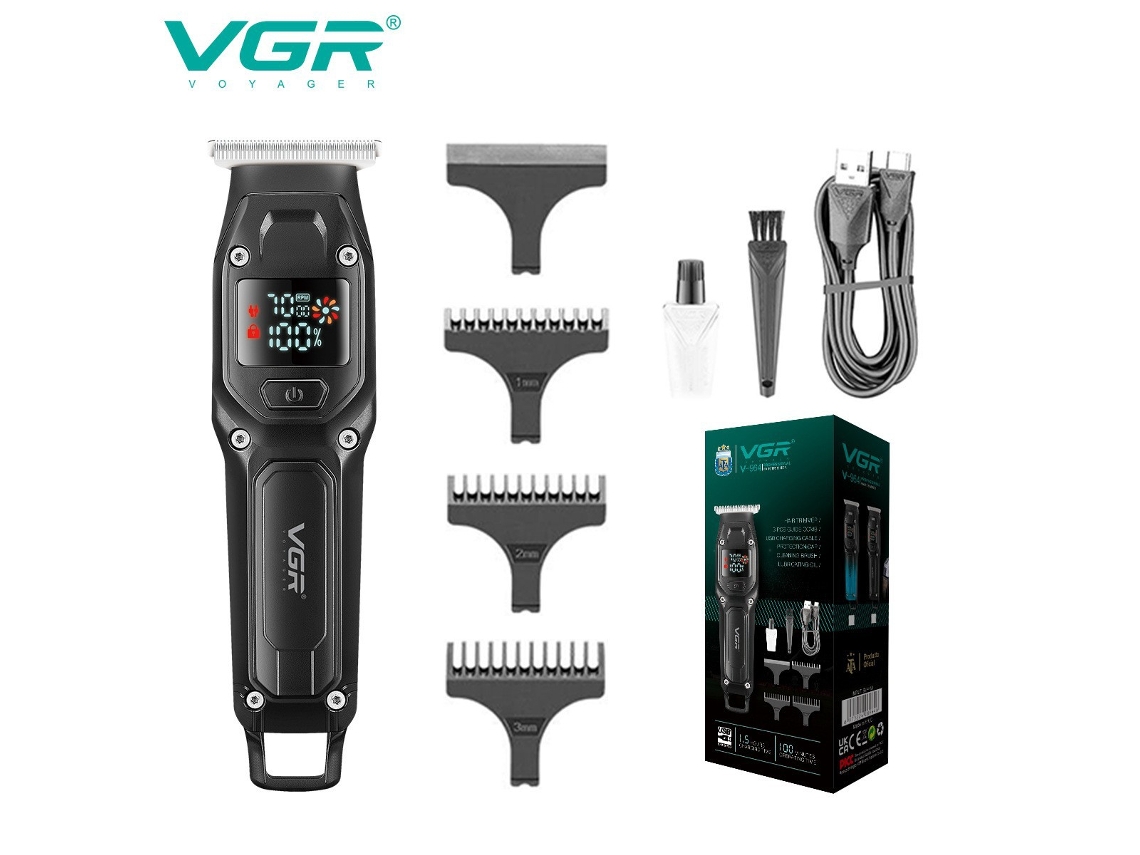 Máquina de Cortar Cabelo Elétrica com Visor Digital, Modelador de Cabelo Gradiente, Recarregável, Máquina de Cortar Cabelo com Gravação MDUG (preto)