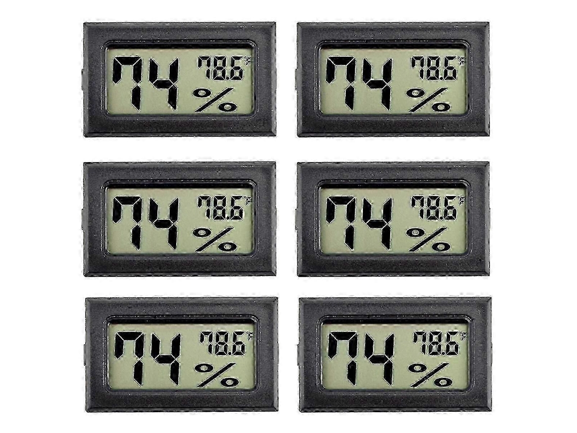 6pack Mini Higrômetro Digital Termômetro Medidor De Umidade Interna - Preto