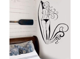 Adesivo de parede removível em vinil com estampa de ondas do oceano, surfe e esportes aquáticos na praia. Ideal para decoração de casa. Dimensões: 57 x 83 cm.