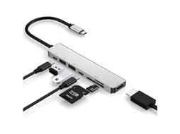 2026 adaptador Hub Usb C com Hdmi 4k 60hz, Carregamento Pd 87w, 2 Portas Usb e Leitor de Cartões Sd/tf Ouo