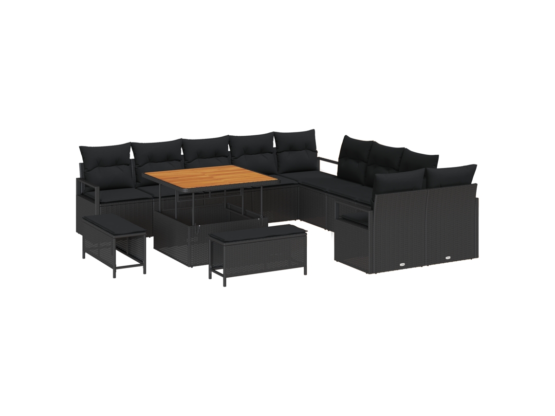 Conjunto 13 Conjunto De Móveis Para Exterior Vidaxl Preto Vime Pe (100 X 100 X 71 Cm)