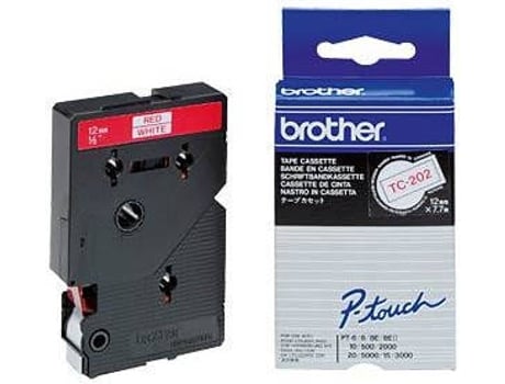 Etiquetadora BROTHER TC-202 Vermelho sobre Branco
