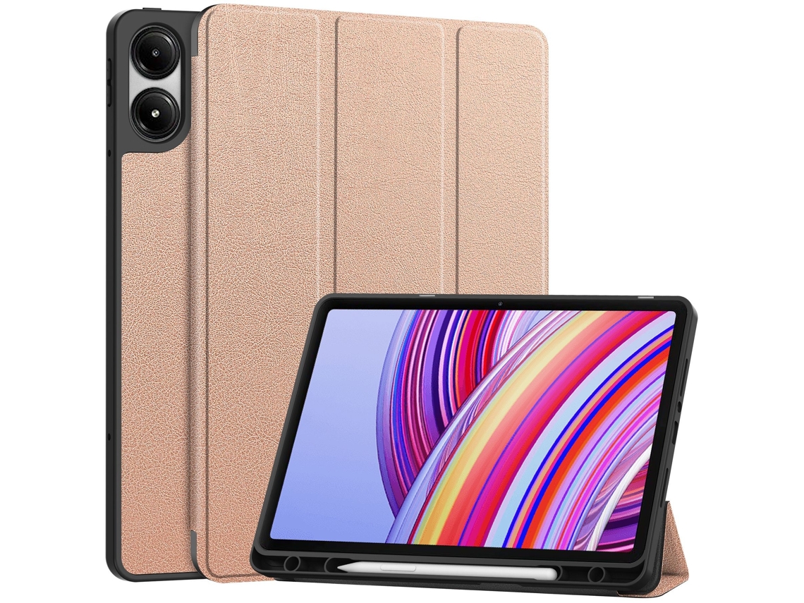 Elysve Capa Protetora Para 2024 Redmi Pad Pro De 12 1 Polegadas Tpu Com Ranhura Para Caneta Ouro Rosa