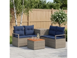 Vidaxl Conjunto De Sofás 6 Unid. Cinza E Azul Marinho