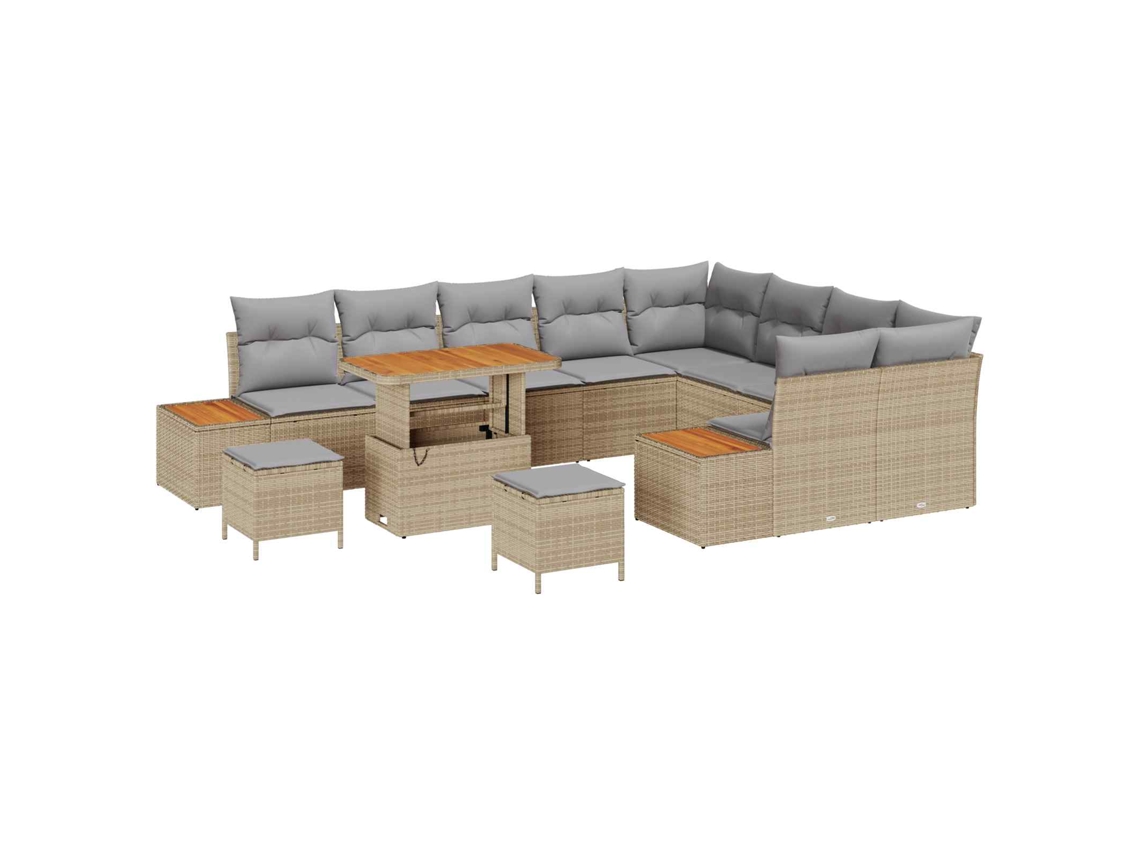 Maison Exclusive - Conjunto De Sofá De Jardim 12 Pcs Bege E Cinza Claro