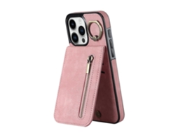 Capa Retrô Com Anel E Zíper Para Iphone 16e, Com Compartimento Para Cartão Rfid.