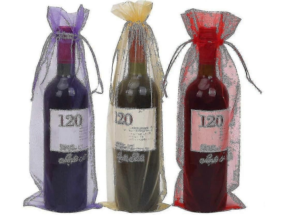 30 Sacos De Presente Para Garrafa De Vinho Com Cordão, Organza, 5,3 X 14,7 Polegadas-zscy