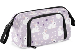 Estojo Grande com Estampa de Coelho Branco Portátil Ideal para Adolescentes e Jovens Adultos 24 X 9,5 15 Cm