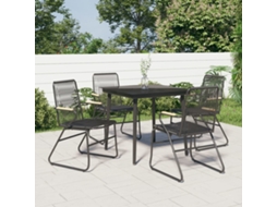 Conjunto De Jantar Para Jardim 5 Pcs Vime Pvc Preto Dkd Home Decor