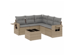 Conjunto de 6 Sofás P/ Jardim com Almofadões Vime Pe Bege MAISON EXCLUSIVE (80x200 cm)