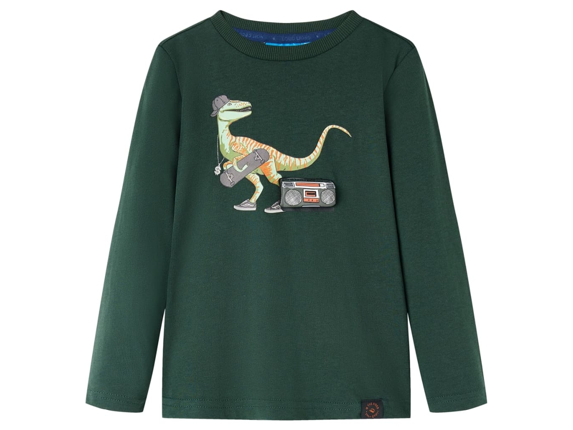 T-shirt De Manga Comprida Para Criança Verde-escuro 92