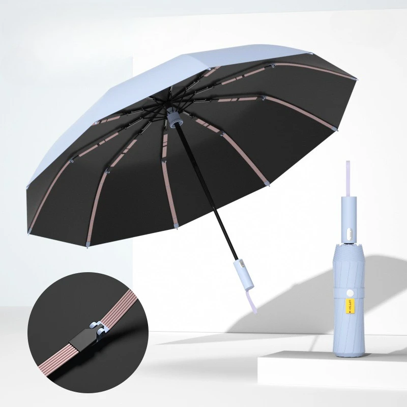 (azul Claro) Guarda-chuva Automático À Prova De Vento, Feito De Vinil, Com Fator De Proteção Solar Upf50+.