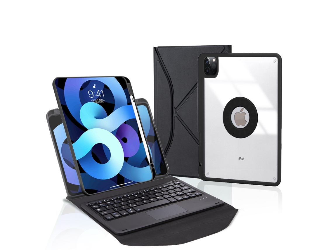 Lurelia Capa Com Teclado Bluetooth Para Ipad 8 10.2 Com Bandeja Para Canetas, Preto