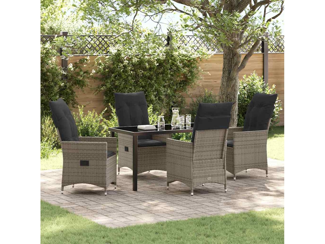 Vidaxl Conjunto De Jantar Para Jardim 5 Unid. Cinzeto Vime Pe