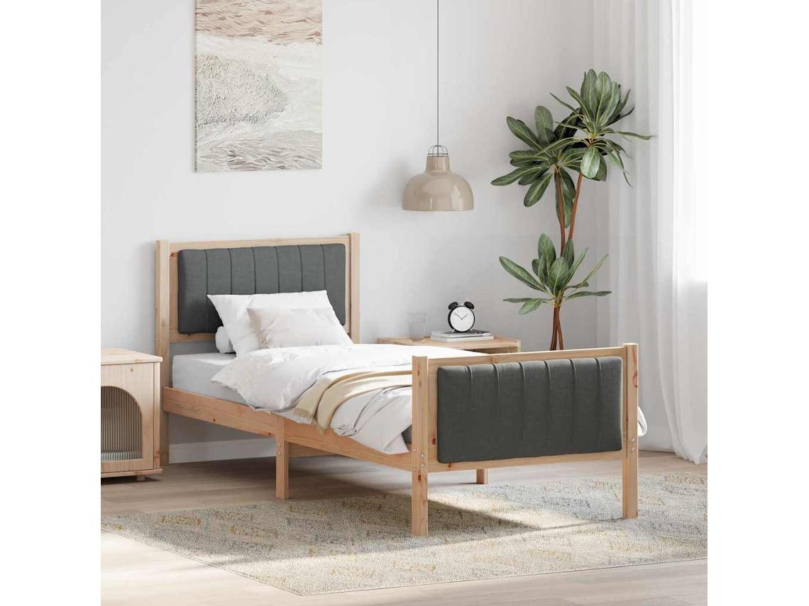 Vidaxl Estrutura Da Cama Castanho E Cinzento-escuro 80 X 200 Cm