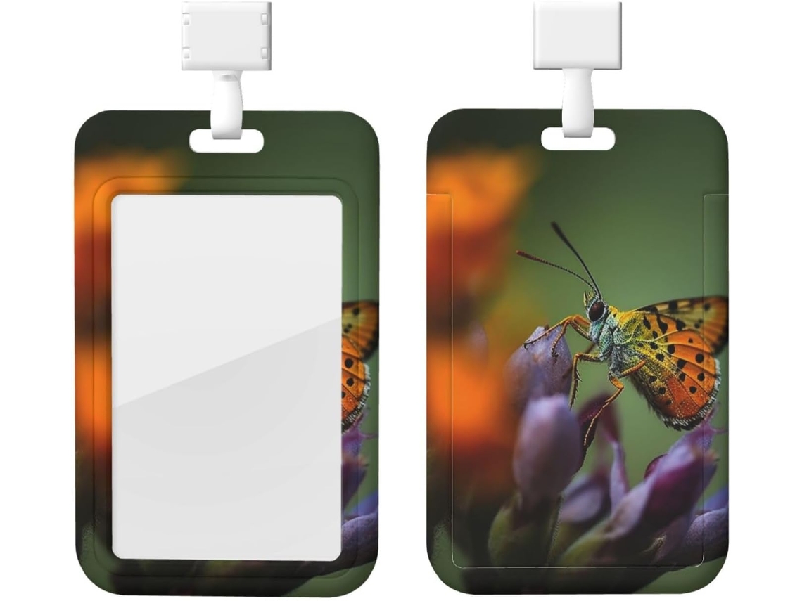 Porta Crachá Em Formato De Flor Com Insetos, Protetor De Crachá, Cordão, Estojo De Plástico Impermeável Cartão