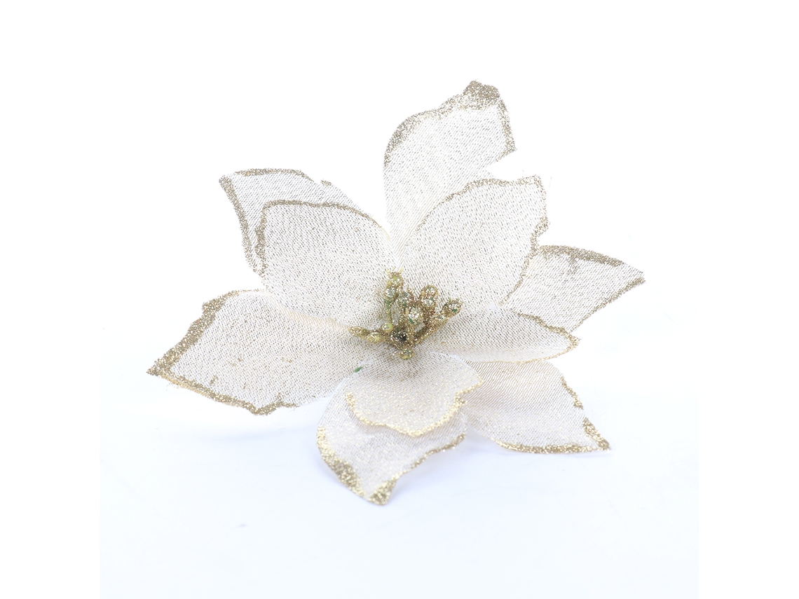 Flor De Natal (simulação De Tecido Dourado) Eoocoo