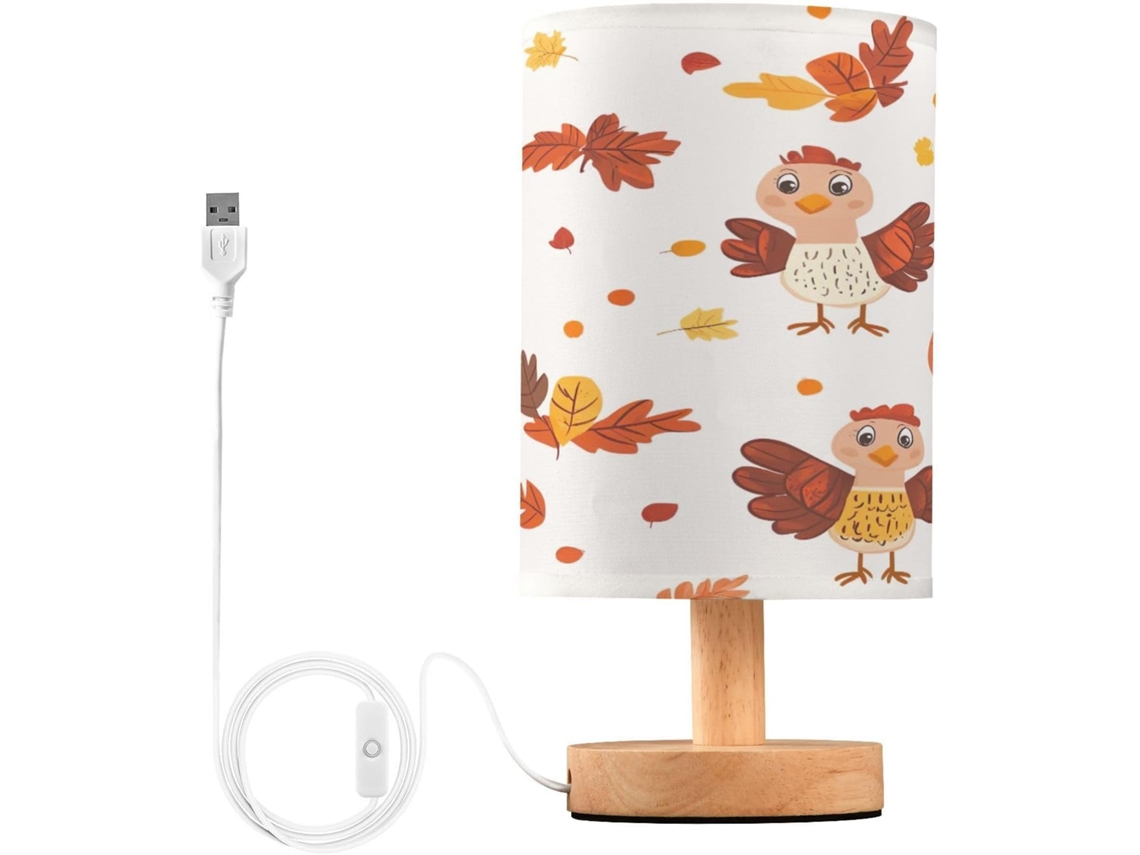 Luminária De Cabeceira Led Pequena Skyshu Com Base Madeira Antiderrapante E Cúpula Que Não Agride Os Olhos, Ideal Para