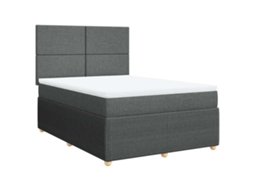 Cama com Molas e Colchão Tecido Cinzento Escuro MAISON EXCLUSIVE (140x190 cm)