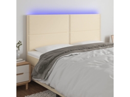 Vidaxl Cabeceira Cama C/ Led Tecido 180x5x118/128 Cm Crème