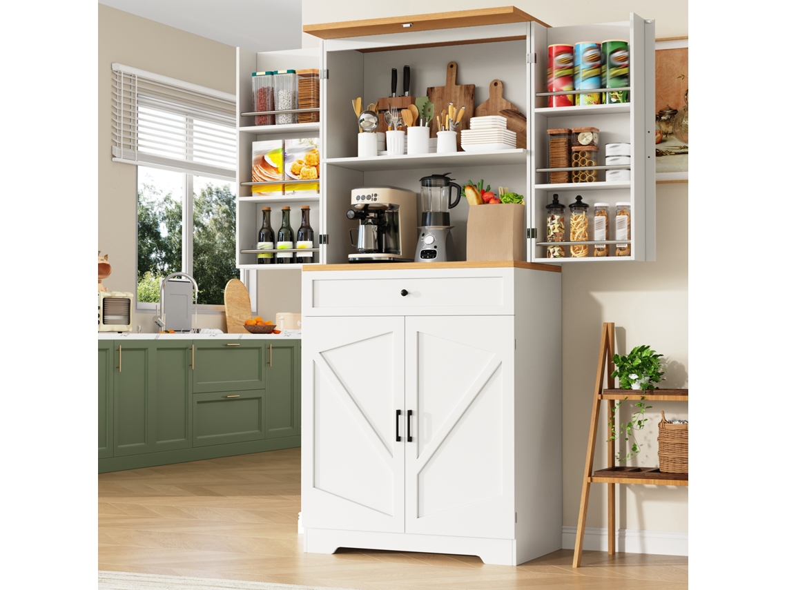 Armário De Cozinha Premium 12 Portas E Gavetas (80x40x180cm), Buffet Moderno Em Mdf E Aglomerado Para Sala De Jantar, Cozinha E Sala De Estar.