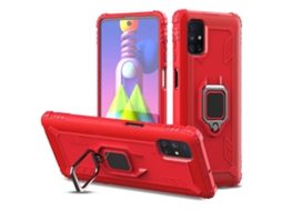 Capa Protetora De Fibra De Carbono Com Suporte De Anel Giratório De 360 Graus Para Samsung Galaxy M51